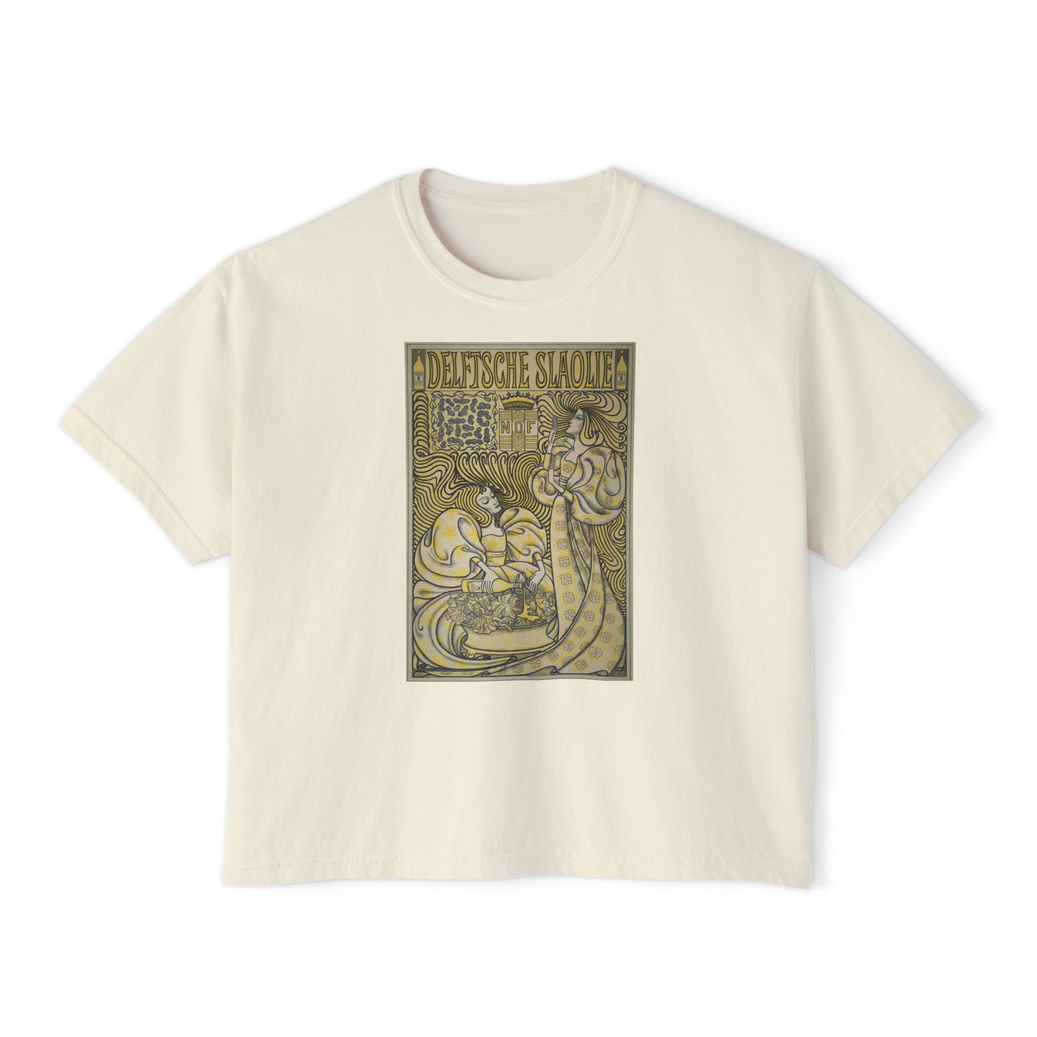 Dutch Art Nouveau Women's Boxy Tee, Vintage Graphic Shirt