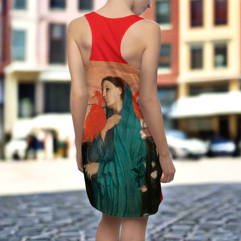 Vibrant Degas Bird Art-Printed Racerback Dress for Women | Summer Casual Wear, Beach Day Dress, Vacation Outfit, Artistic Fashion