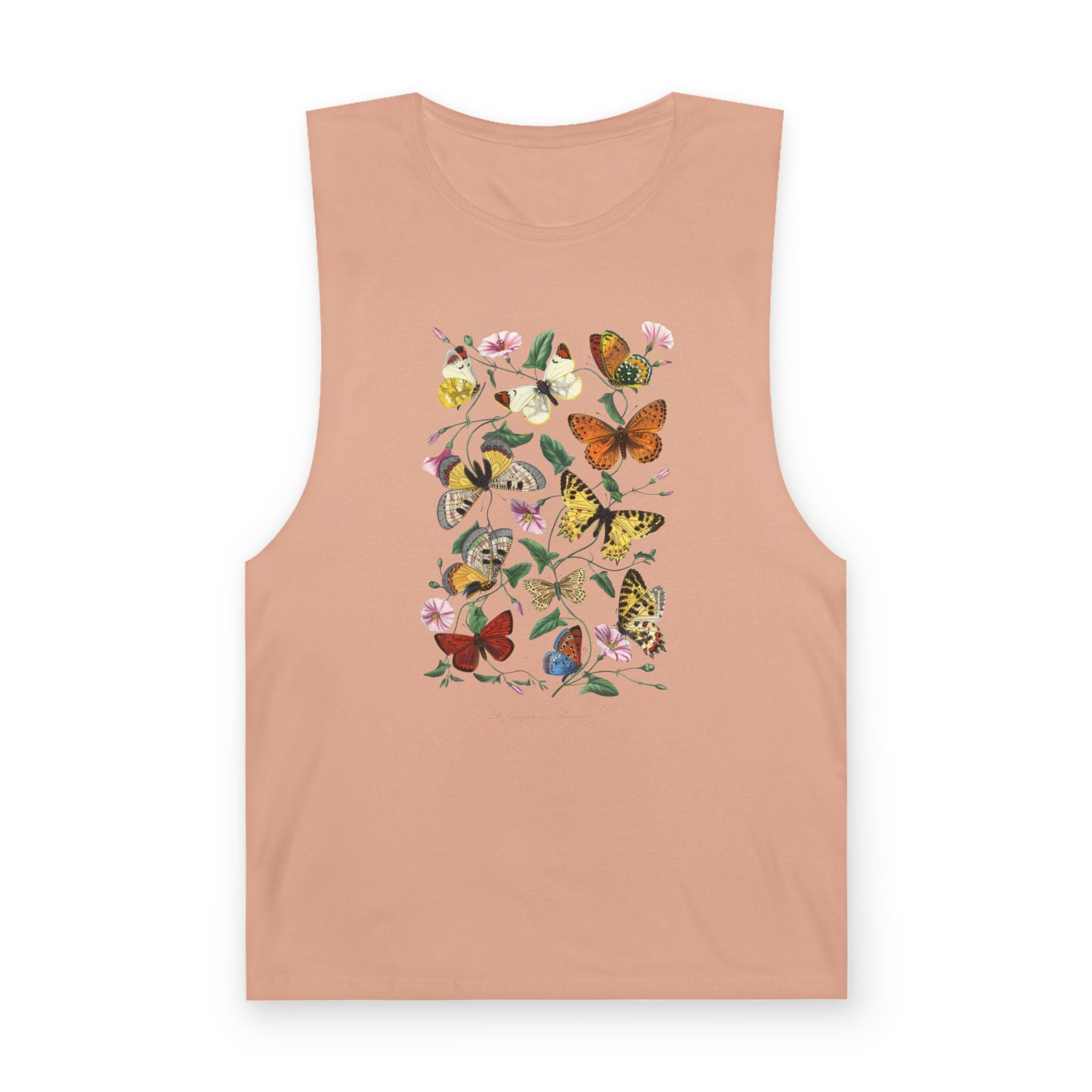 Butterfly and Moth Unisex Arm Cutout Tank: 1842 Le Jardin Des Plantes by Paul Gervais, Trendy, Artsy Gift