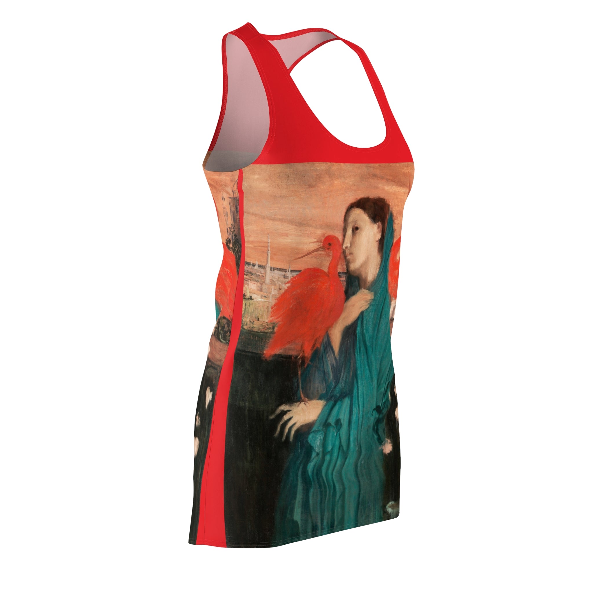 Vibrant Degas Bird Art-Printed Racerback Dress for Women | Summer Casual Wear, Beach Day Dress, Vacation Outfit, Artistic Fashion
