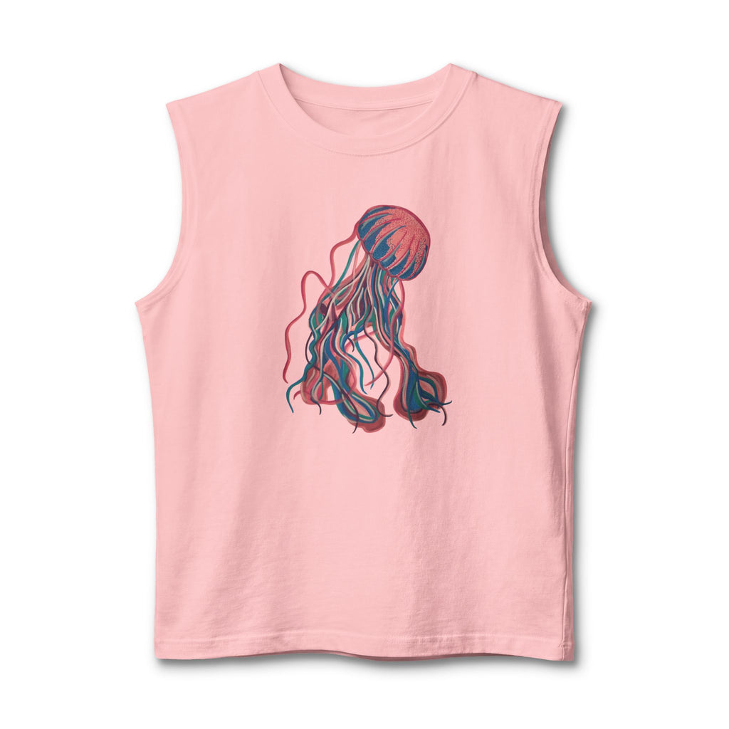 Colorful Jellyfish Unisex Jersey Muscle Tank - Summer Casual Wear, Beach Day Outfit, Unique Gift for Ocean Lovers, Fitness Top