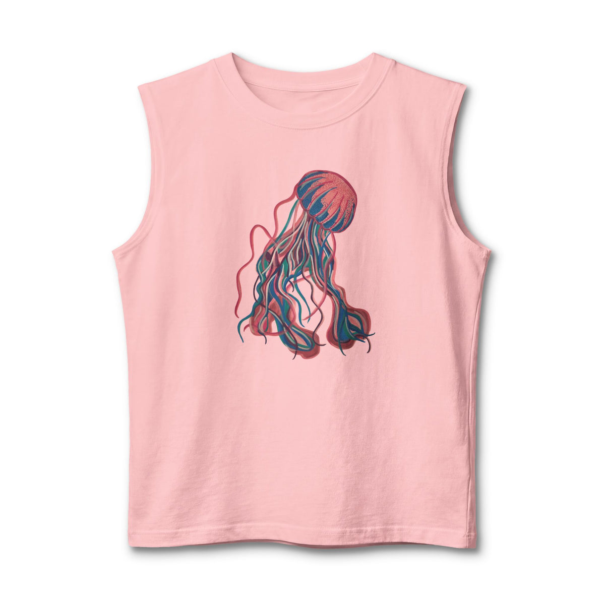Colorful Jellyfish Unisex Jersey Muscle Tank - Summer Casual Wear, Beach Day Outfit, Unique Gift for Ocean Lovers, Fitness Top
