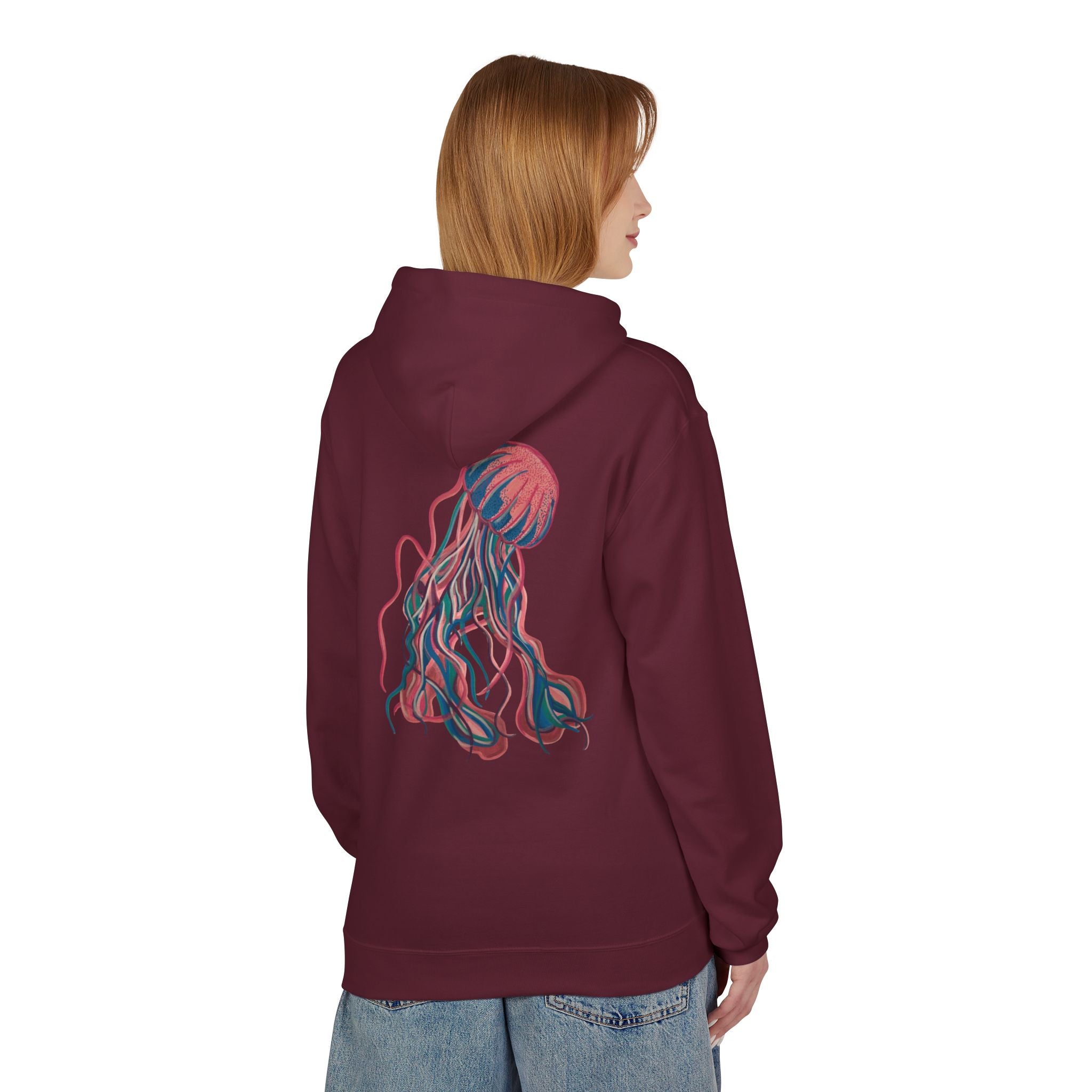 Ocean-Inspired Jellyfish Hoodie for Nature Lovers, Perfect for Casual Wear, Gifts, Beach Trips, and Eco-Conscious Fashion