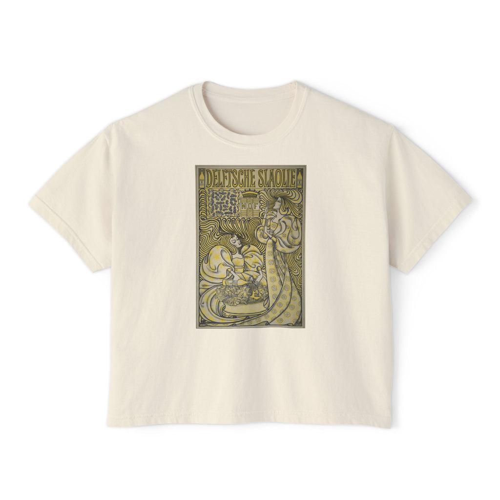 Dutch Art Nouveau Women's Boxy Tee, Vintage Graphic Shirt
