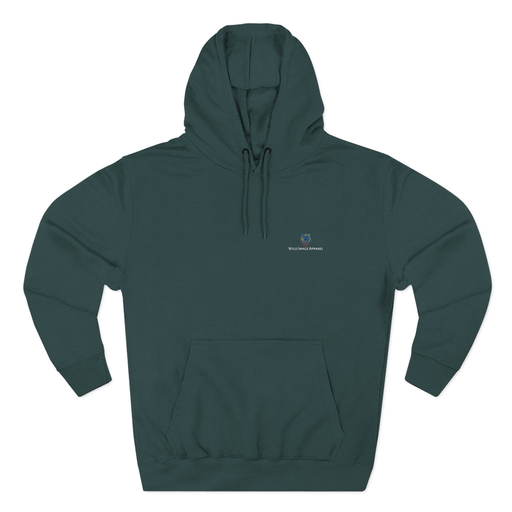 Fleece Hoodie with Embroidered Wild Image Apparel Branded Tiger Design