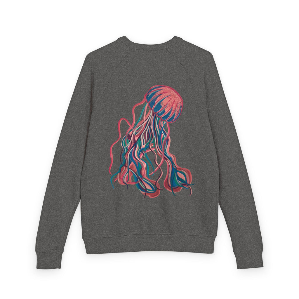 Jellyfish Graphic Crewneck French Terry Raglan Sweatshirt – Neon Ocean Jellyfish Design