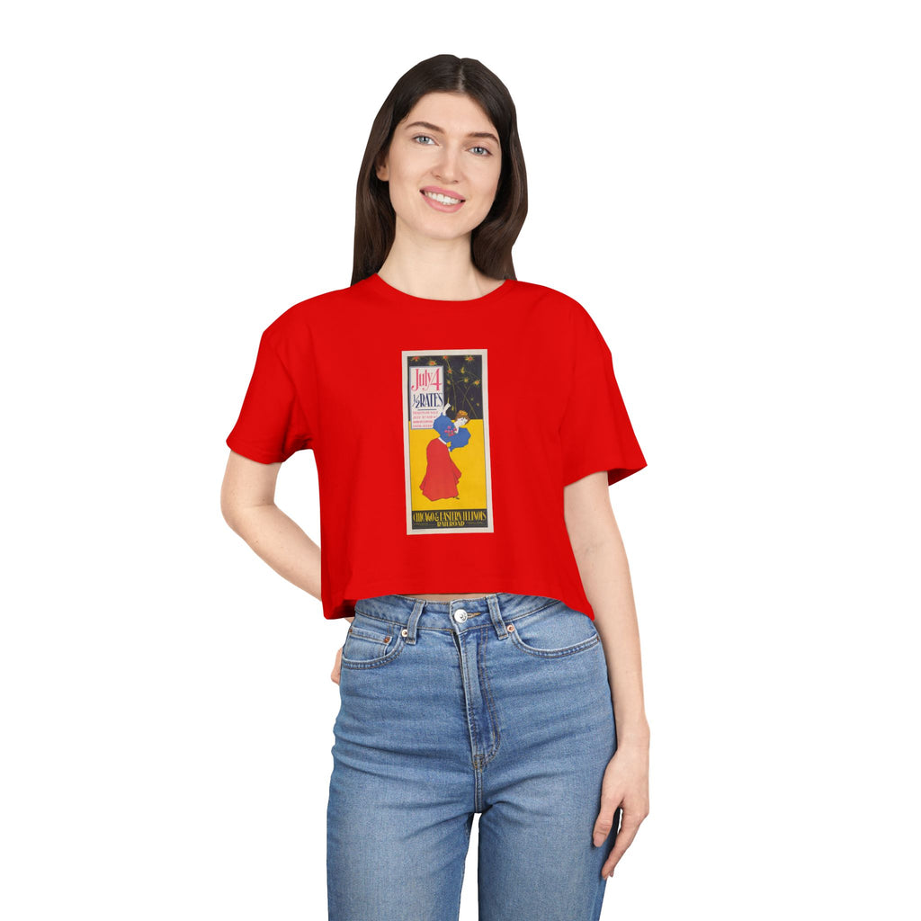 Crop Tee — 4th Of July Retro Railroad Poster Graphic