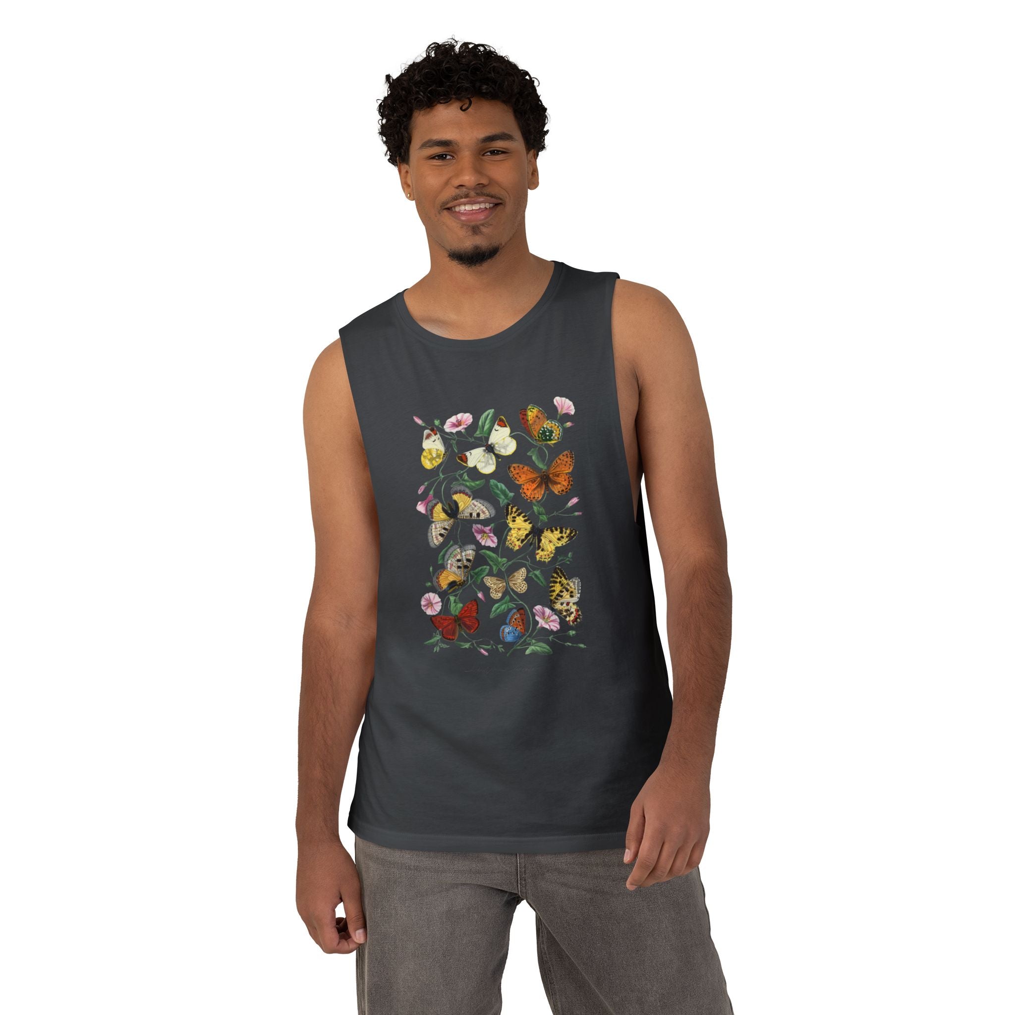 Butterfly and Moth Unisex Arm Cutout Tank: 1842 Le Jardin Des Plantes by Paul Gervais, Trendy, Artsy Gift