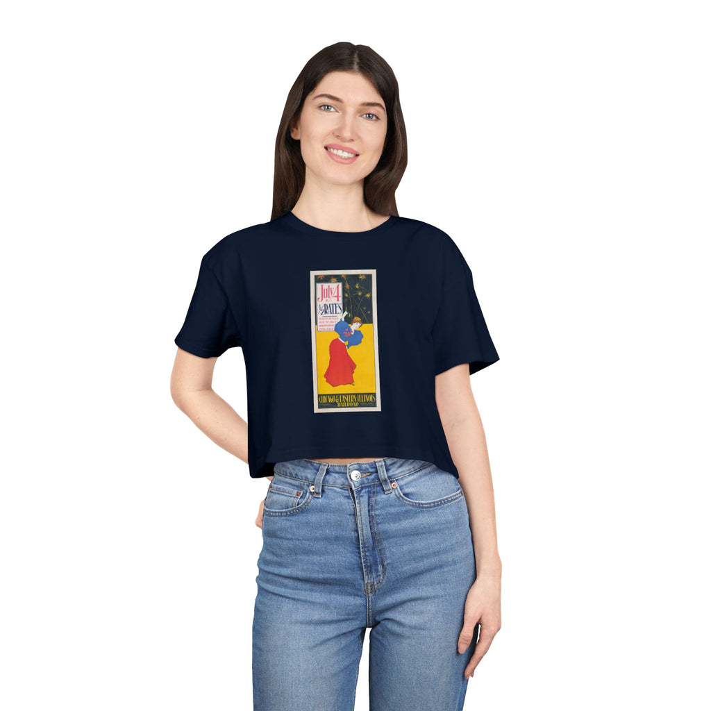 Crop Tee — 4th Of July Retro Railroad Poster Graphic
