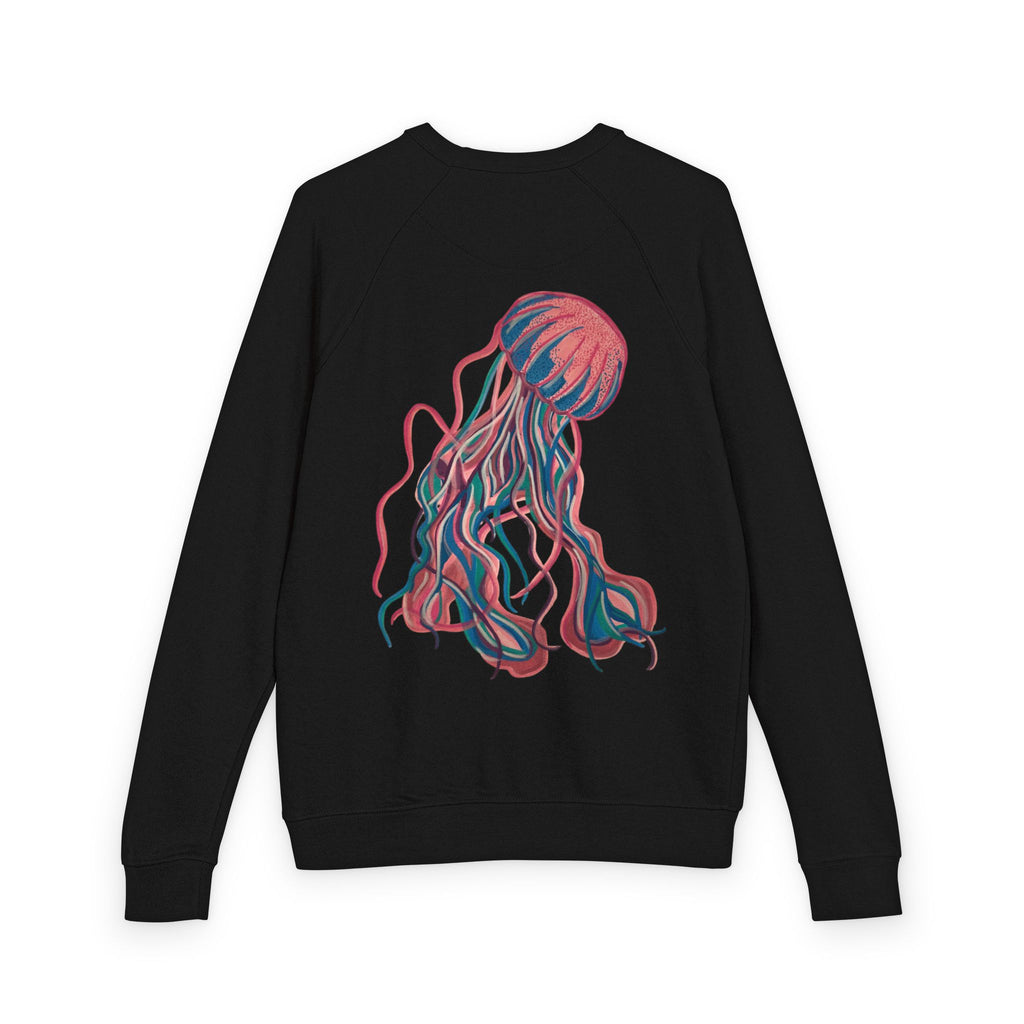 Jellyfish Graphic Crewneck French Terry Raglan Sweatshirt – Neon Ocean Jellyfish Design