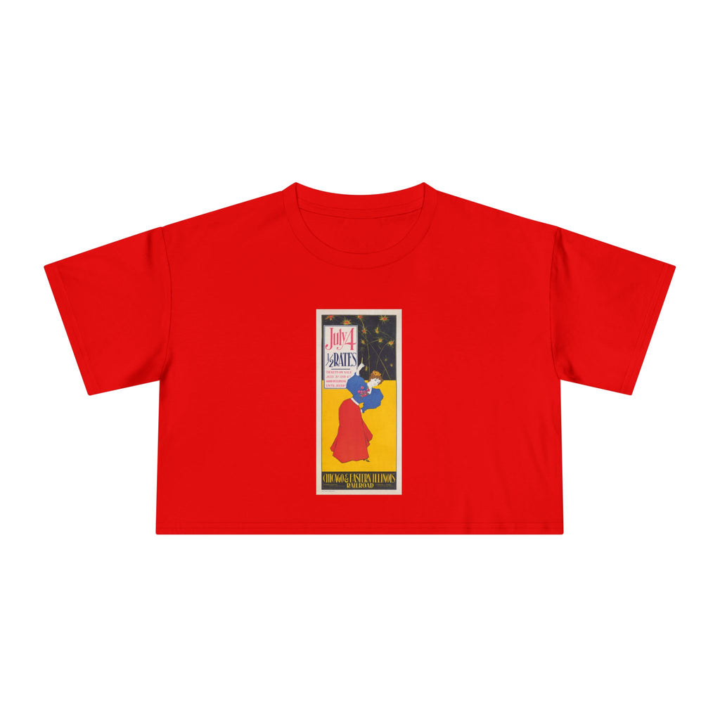Crop Tee — 4th Of July Retro Railroad Poster Graphic