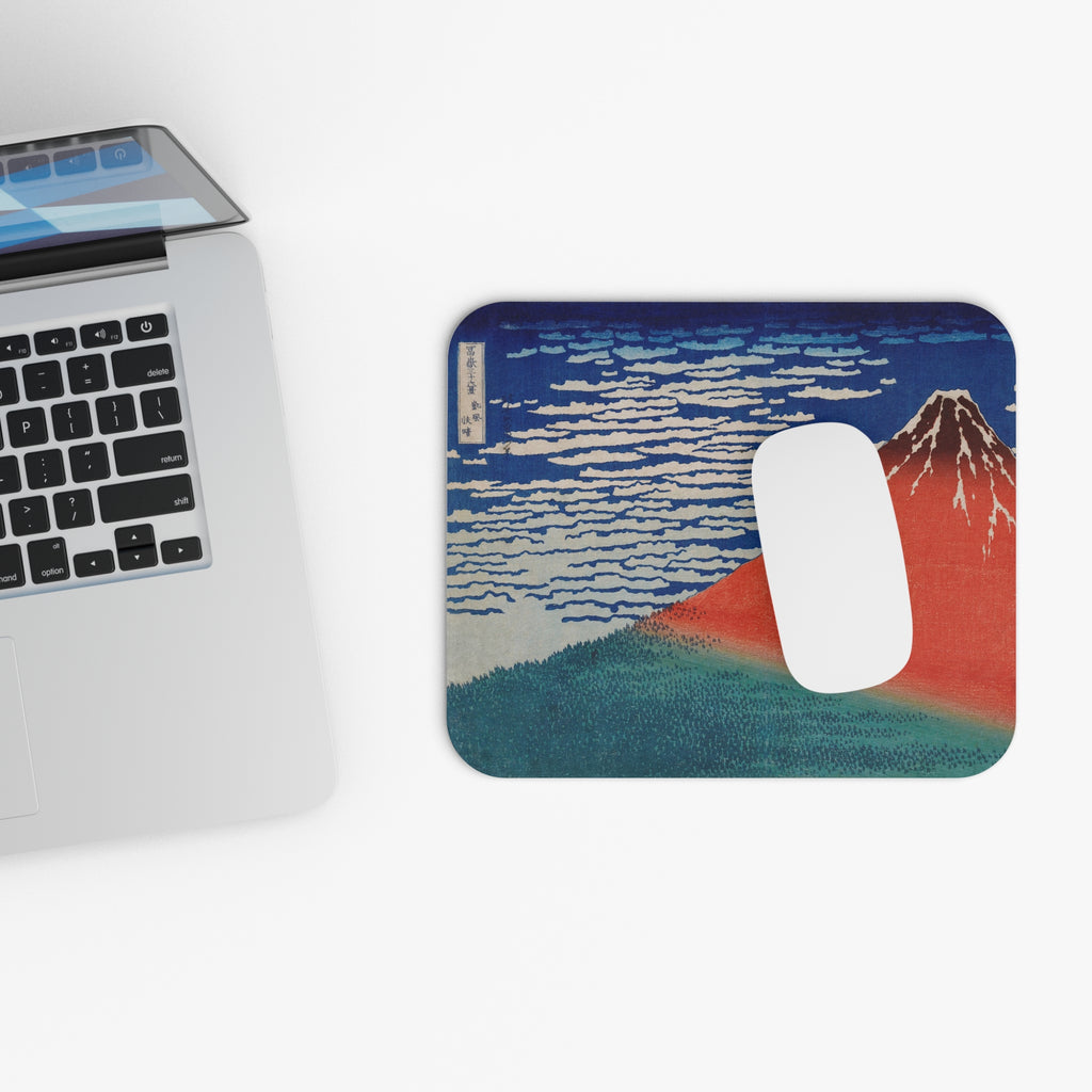 Red Fuji Wave Clouds mouse pad | Japanese woodblock art
