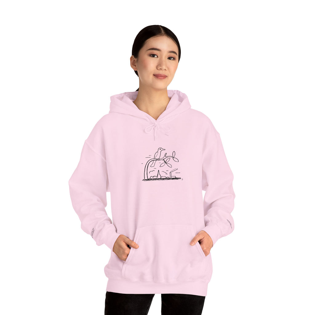 Bird on a Branch Embroidered Heavyweight Hoodie -- Great gift for art lovers or bird lovers