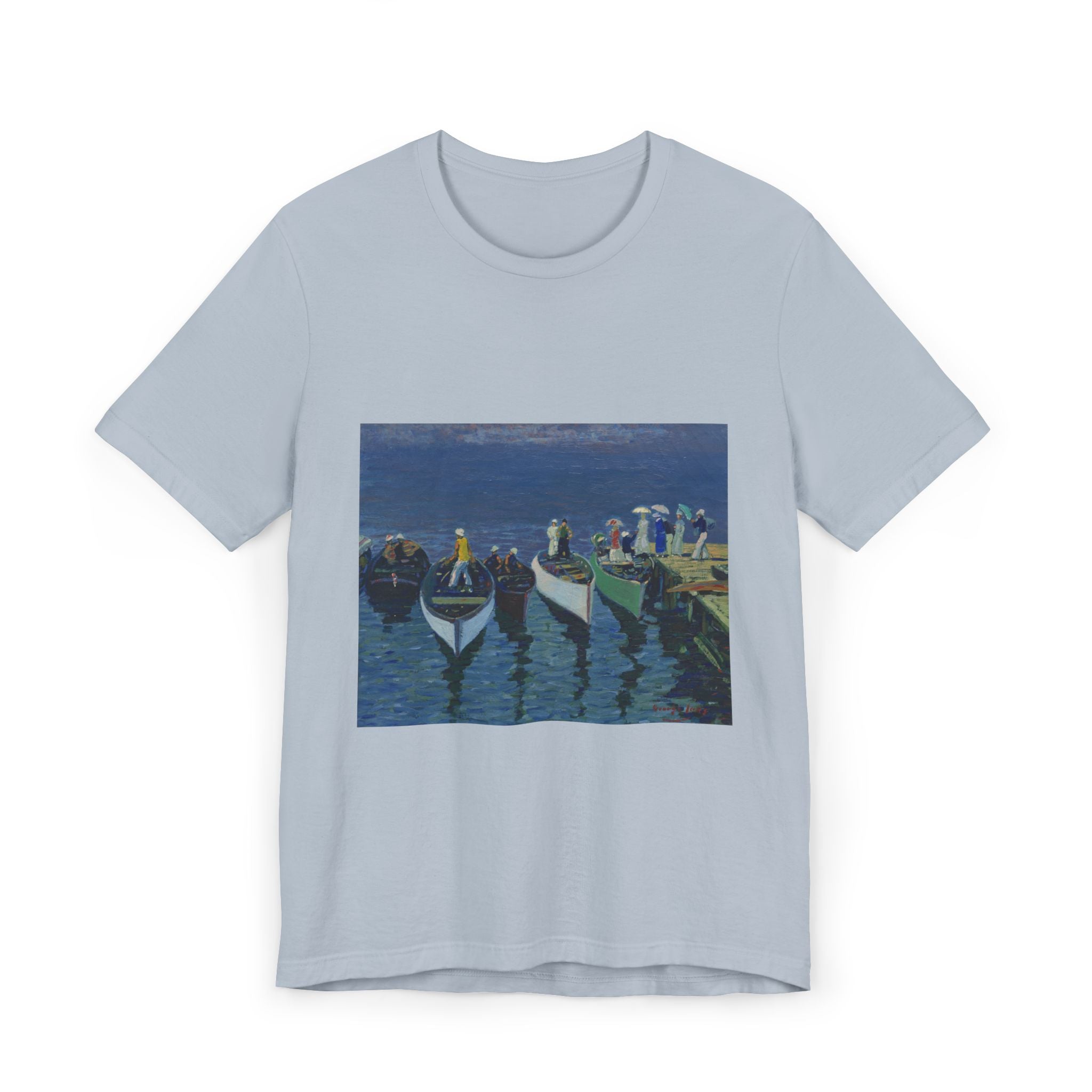 Vibrant Seascape George Lux Art Unisex Jersey T-Shirt, Beachwear, Lakewear, Summer Outfits, Gift for Ocean Lovers, Vacation Apparel
