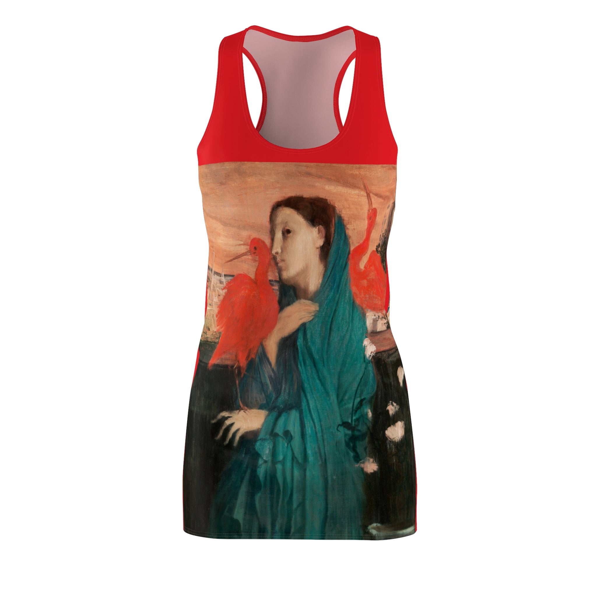 Vibrant Degas Bird Art-Printed Racerback Dress for Women | Summer Casual Wear, Beach Day Dress, Vacation Outfit, Artistic Fashion