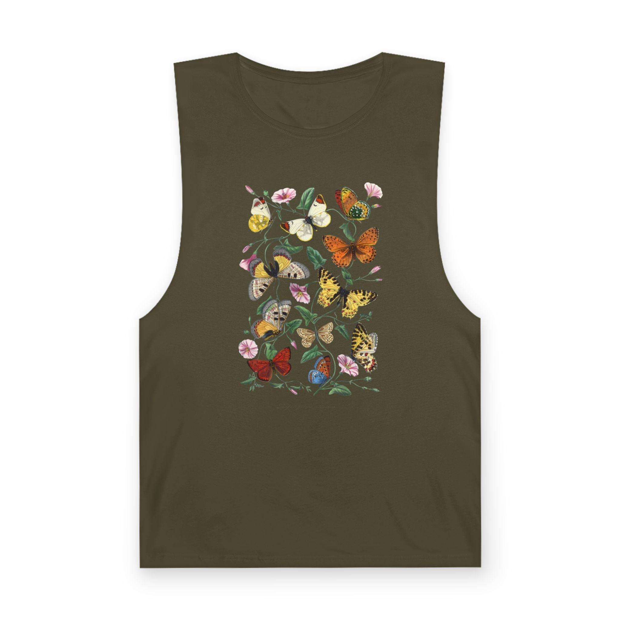 Butterfly and Moth Unisex Arm Cutout Tank: 1842 Le Jardin Des Plantes by Paul Gervais, Trendy, Artsy Gift