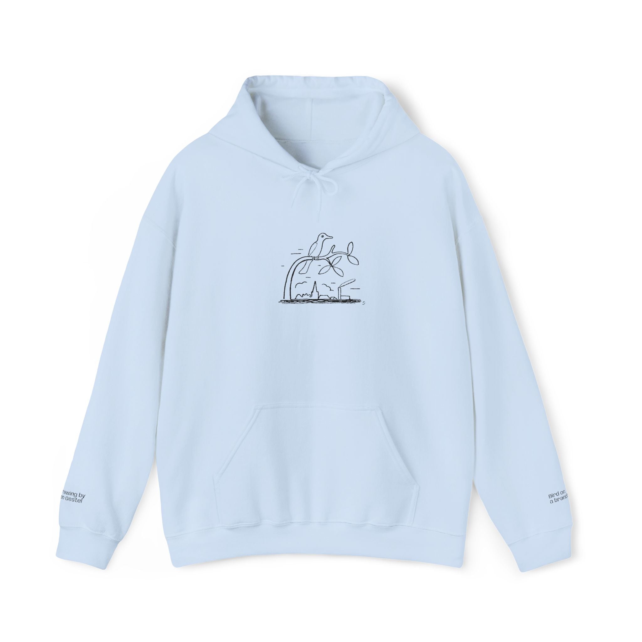 Bird on a Branch Embroidered Heavyweight Hoodie -- Great gift for art lovers or bird lovers