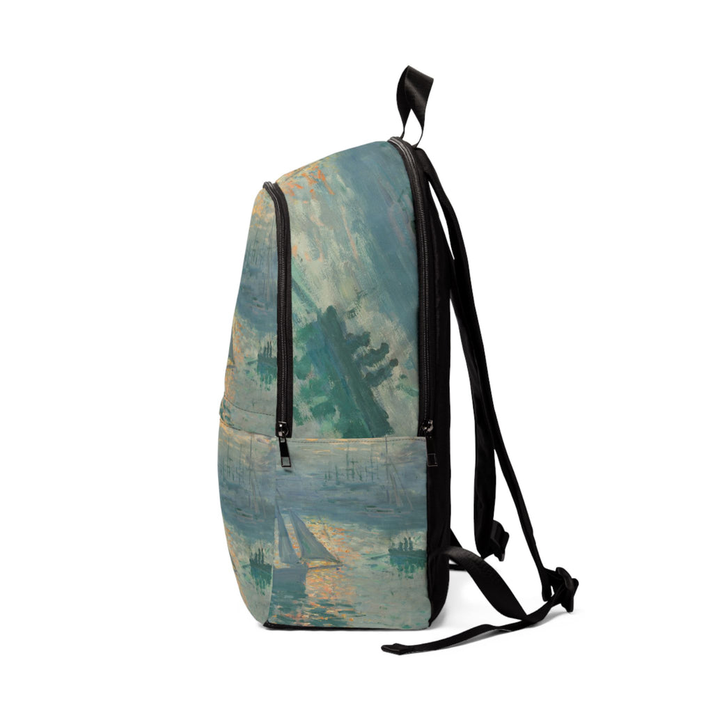 Artistic Monet Fabric Backpack - Back to School, College Bookbag, Ocean Design, Great for Students, Unique Gift Idea
