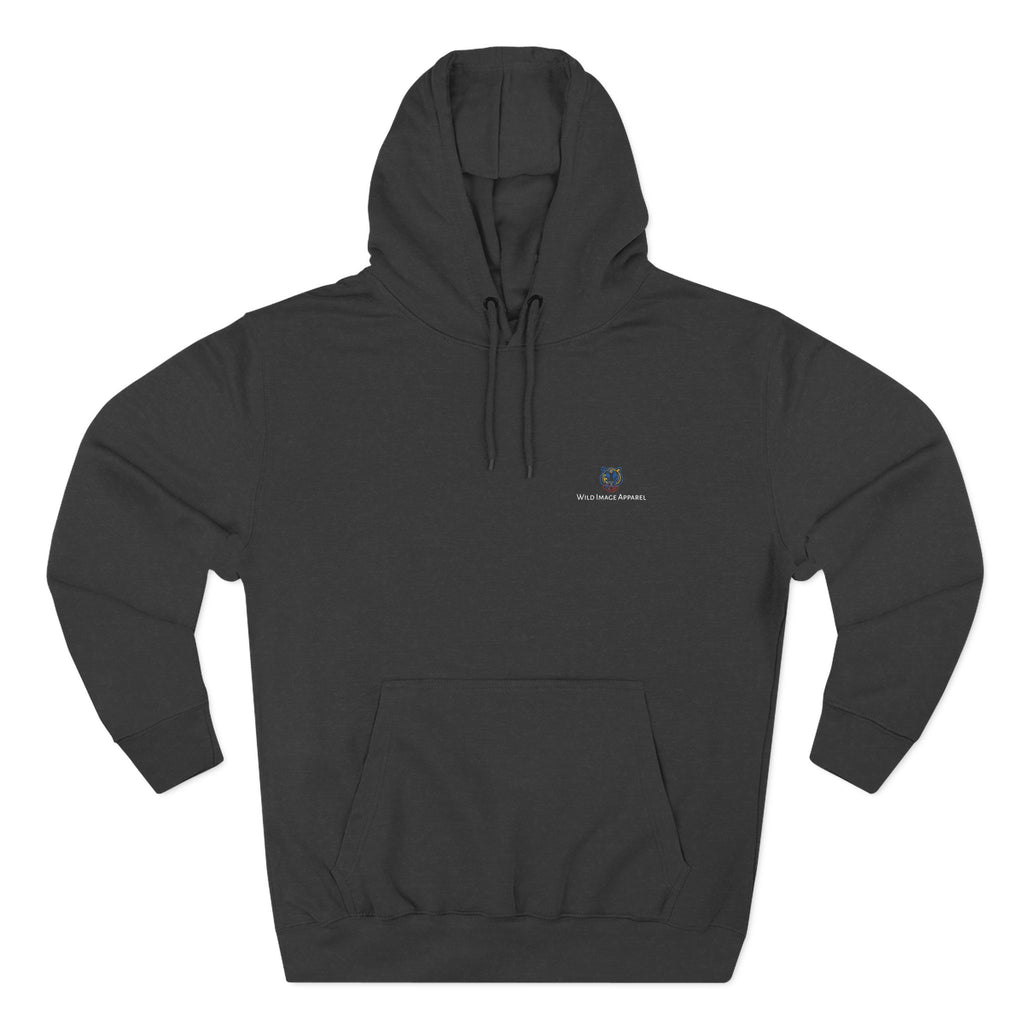 Fleece Hoodie with Embroidered Wild Image Apparel Branded Tiger Design
