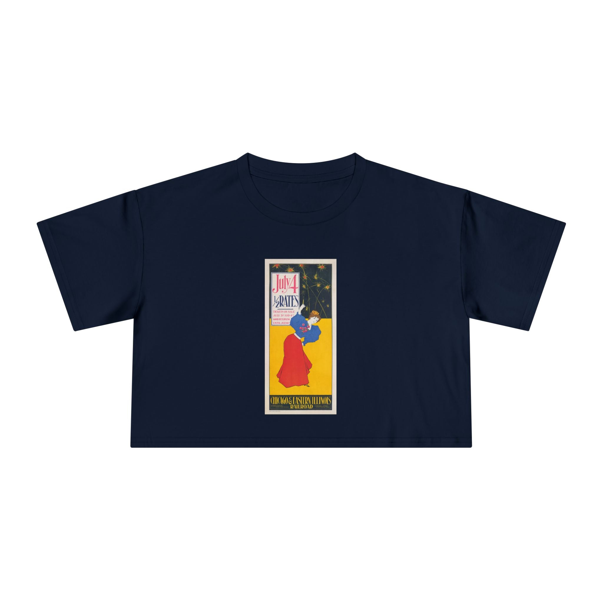 Crop Tee — 4th Of July Retro Railroad Poster Graphic