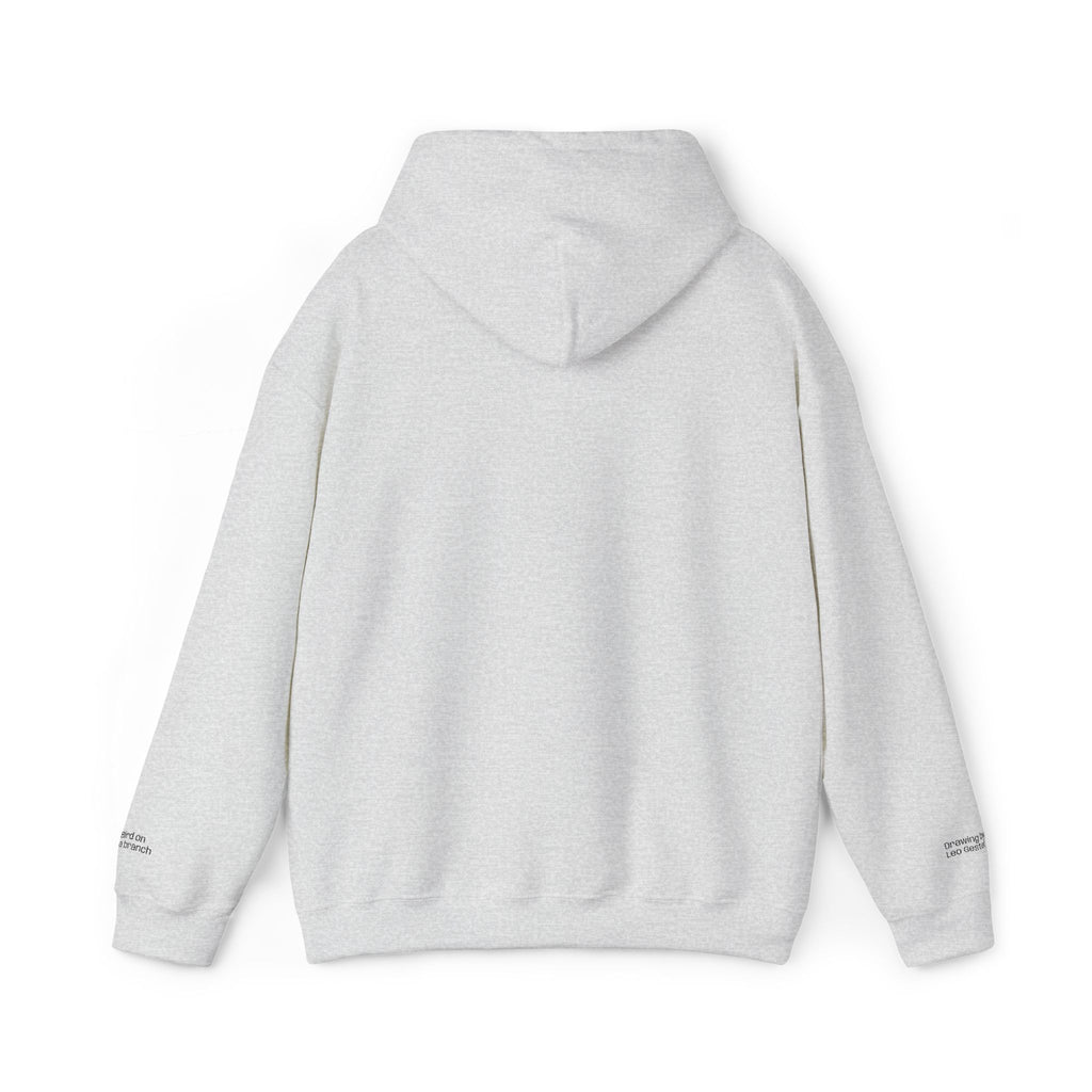 Bird on a Branch Embroidered Heavyweight Hoodie -- Great gift for art lovers or bird lovers