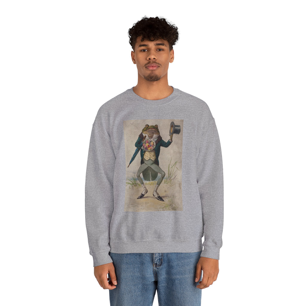 Vintage Dapper Frog Sweatshirt – Anthropomorphic Toad in Tux Graphic Crewneck