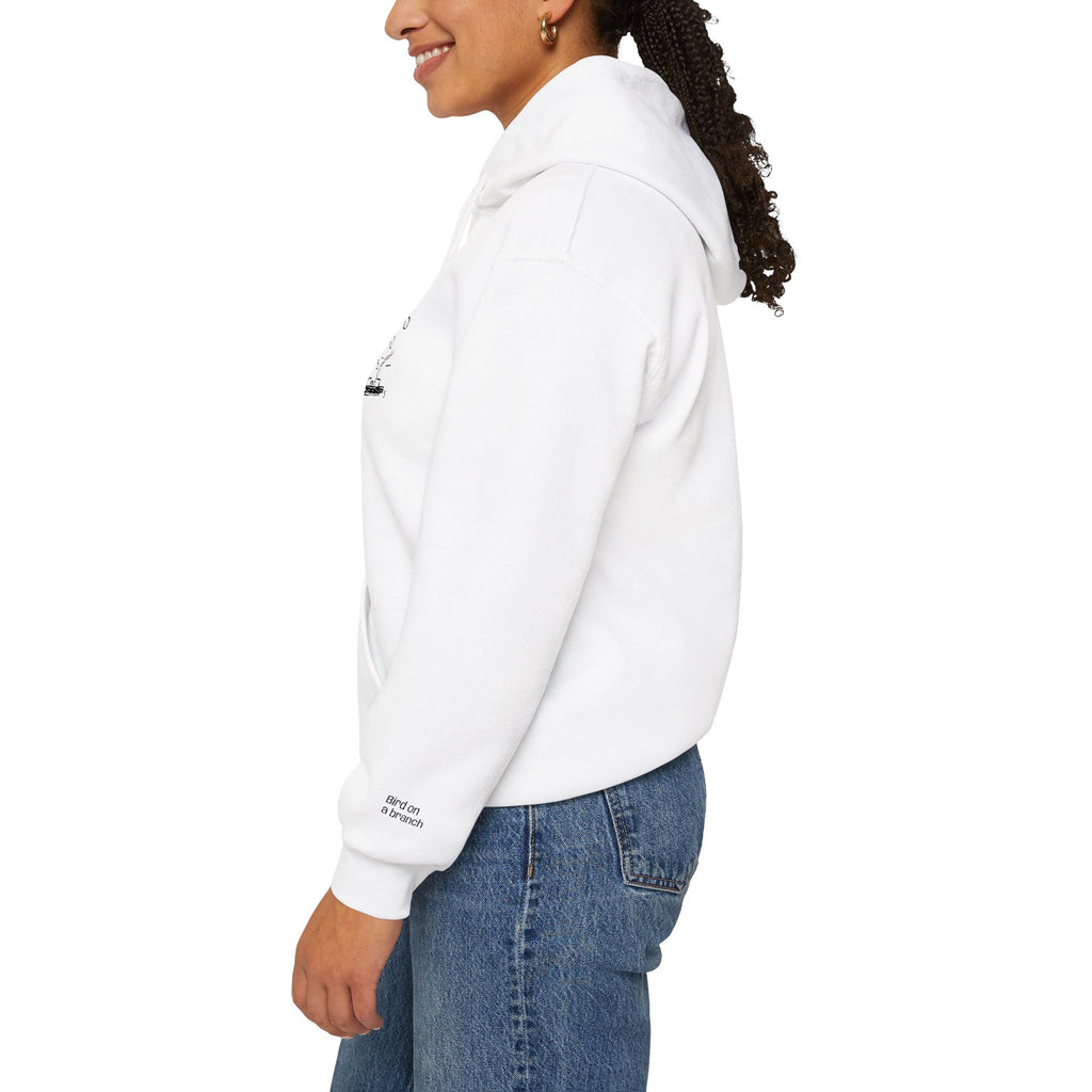 Bird on a Branch Embroidered Heavyweight Hoodie -- Great gift for art lovers or bird lovers