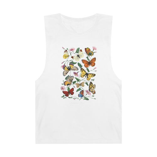 Butterfly and Moth Unisex Barnard Tank: 1842 Le Jardin Des Plantes by Paul Gervais, Trendy, Artsy Gift