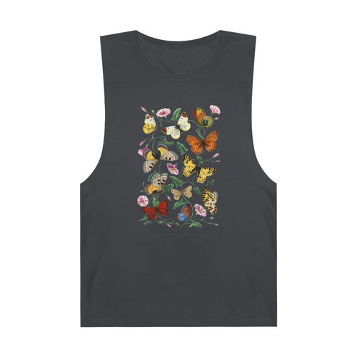 Butterfly and Moth Unisex Barnard Tank: 1842 Le Jardin Des Plantes by Paul Gervais, Trendy, Artsy Gift