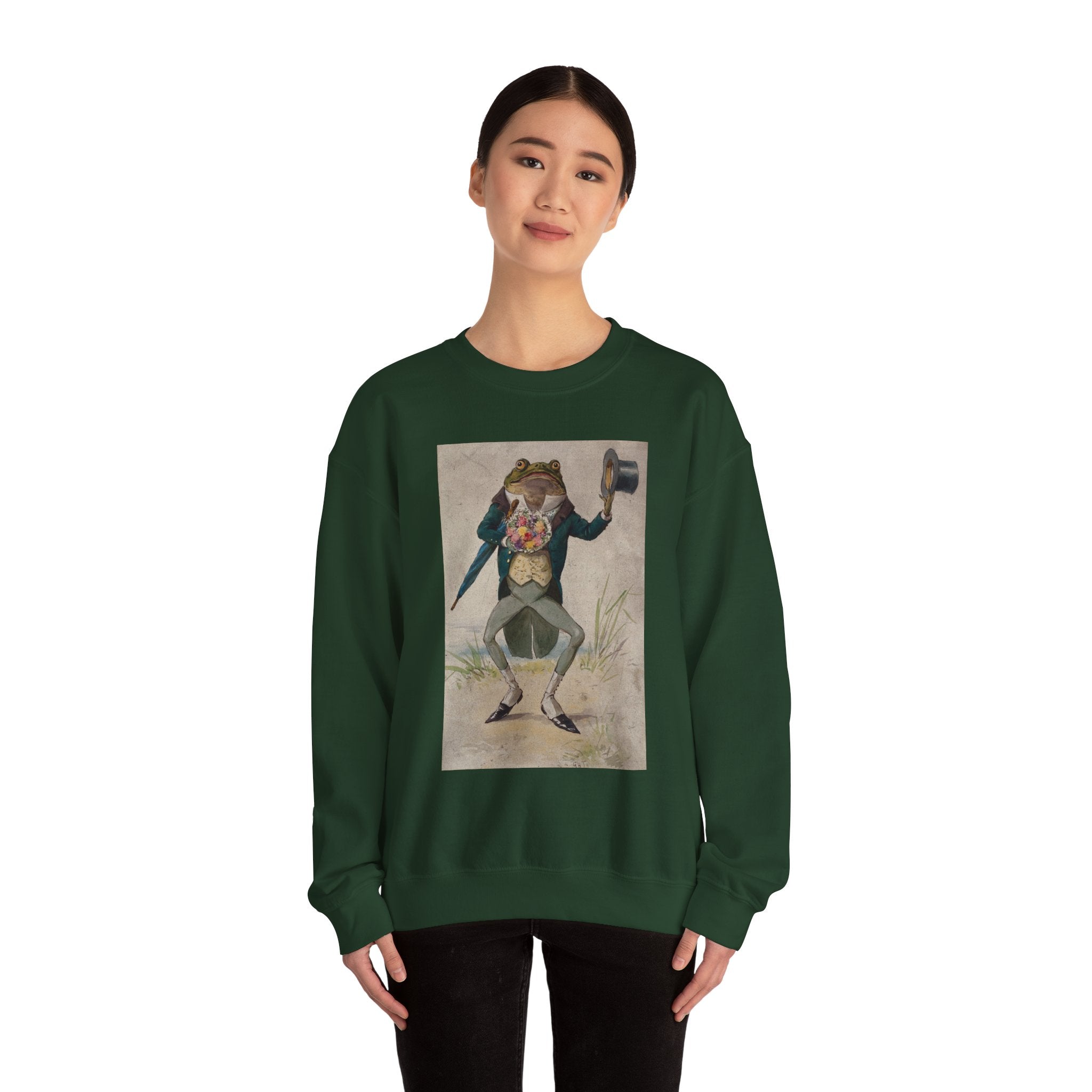 Vintage Dapper Frog Sweatshirt – Anthropomorphic Toad in Tux Graphic Crewneck