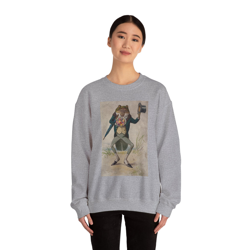 Vintage Dapper Frog Sweatshirt – Anthropomorphic Toad in Tux Graphic Crewneck