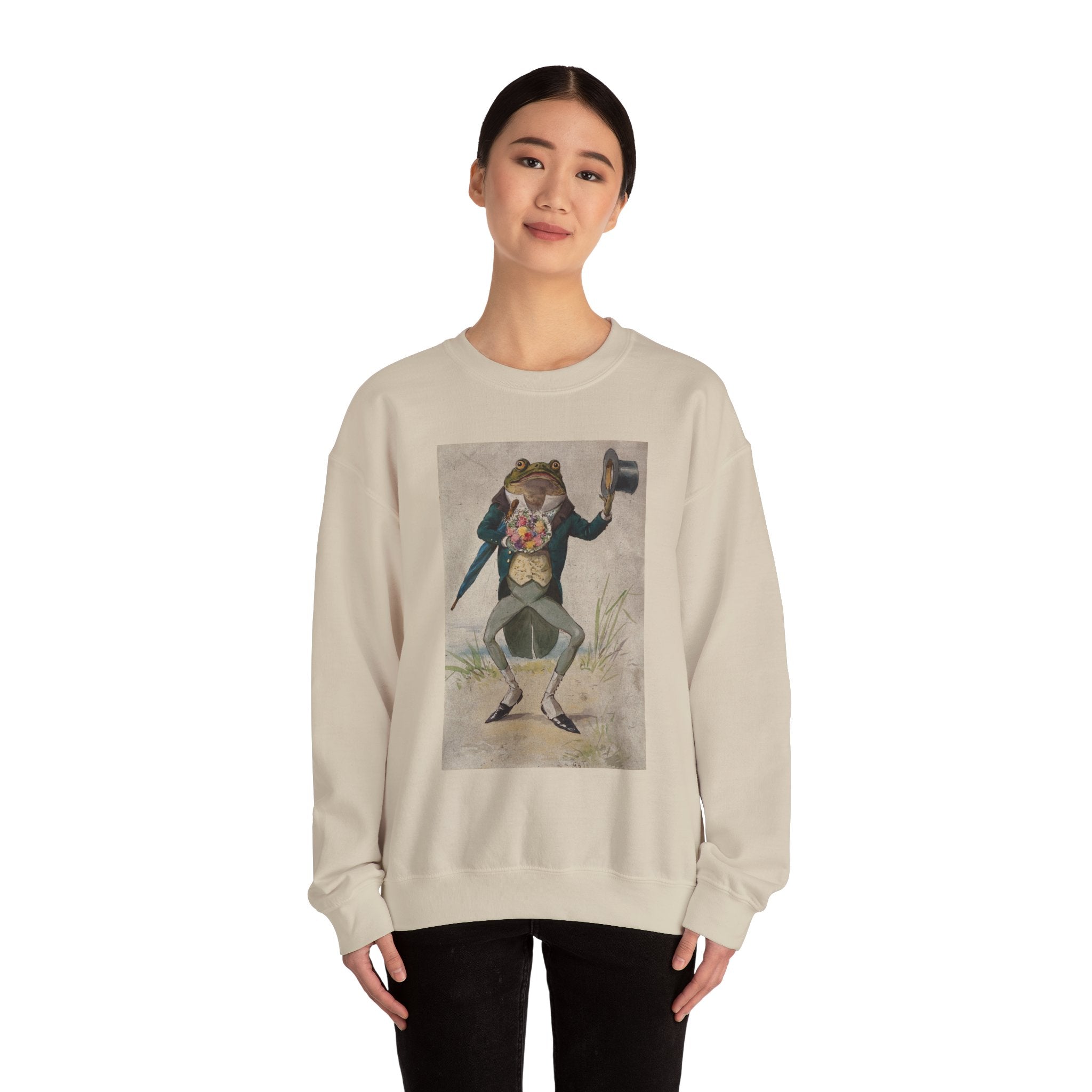 Vintage Dapper Frog Sweatshirt – Anthropomorphic Toad in Tux Graphic Crewneck