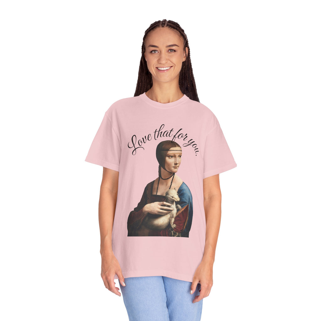 Lady with Ermine Unisex Garment-Dyed T-shirt