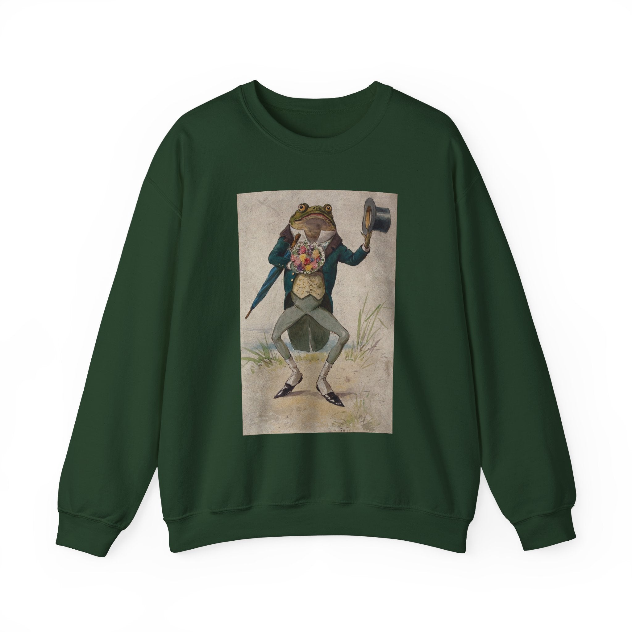 Vintage Dapper Frog Sweatshirt – Anthropomorphic Toad in Tux Graphic Crewneck