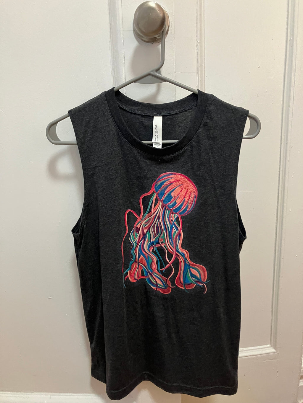 Colorful Jellyfish Unisex Jersey Muscle Tank - Summer Casual Wear, Beach Day Outfit, Unique Gift for Ocean Lovers, Fitness Top