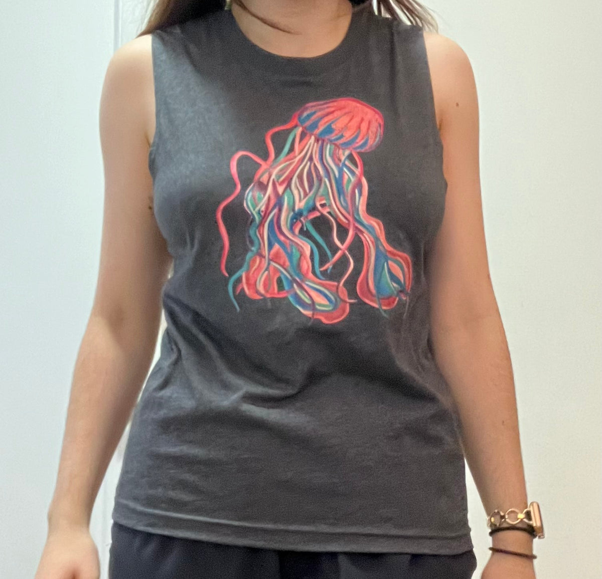 Colorful Jellyfish Unisex Jersey Muscle Tank - Summer Casual Wear, Beach Day Outfit, Unique Gift for Ocean Lovers, Fitness Top