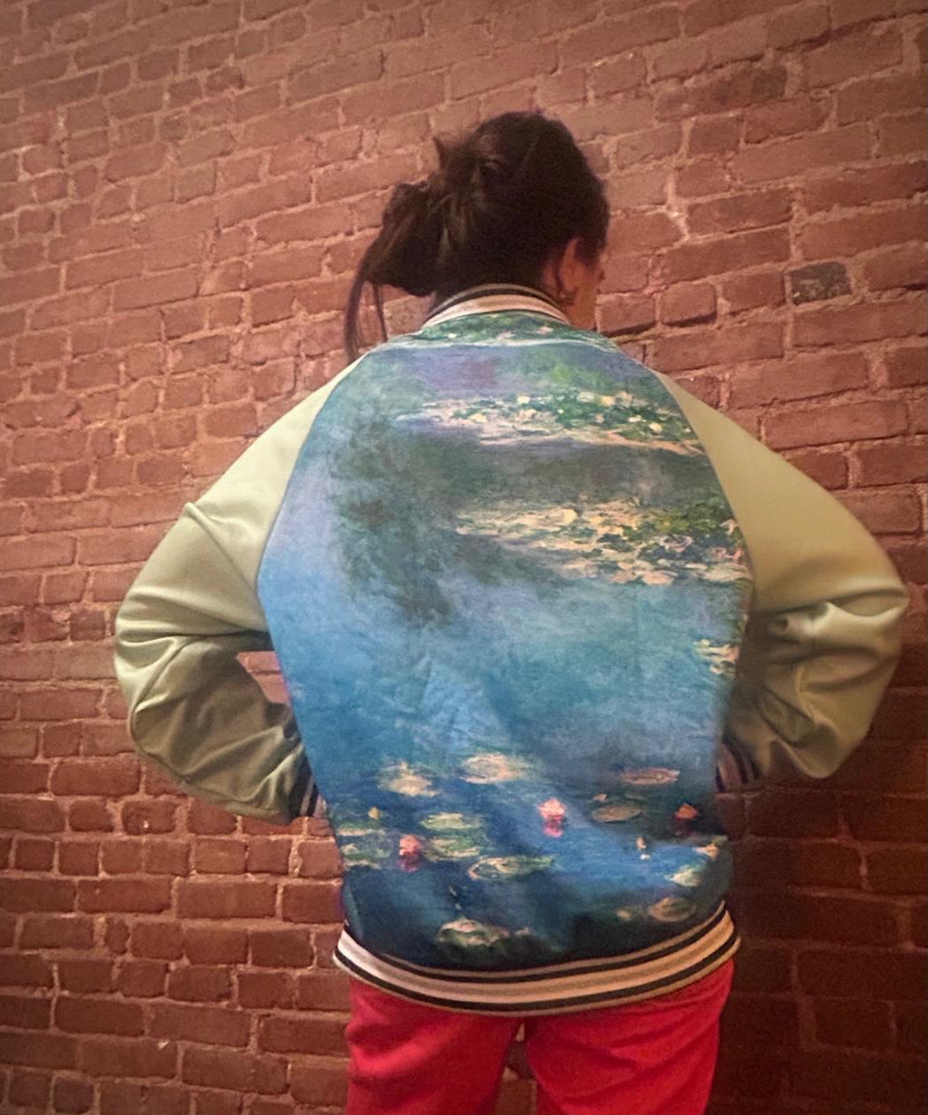 Water Lilies Women's Varsity Jacket — Impressionist Floral AOP