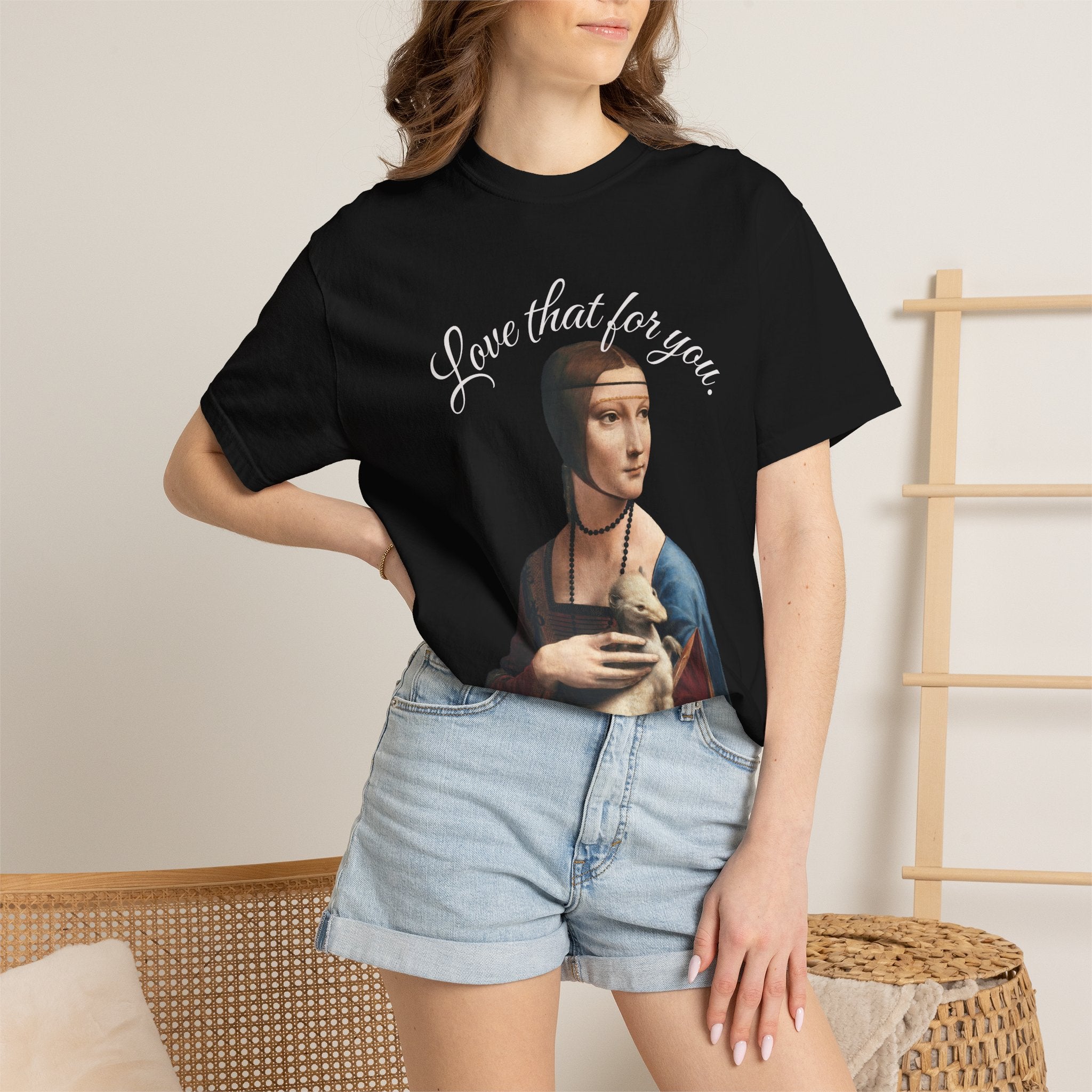 Lady with Ermine Unisex Garment-Dyed T-shirt