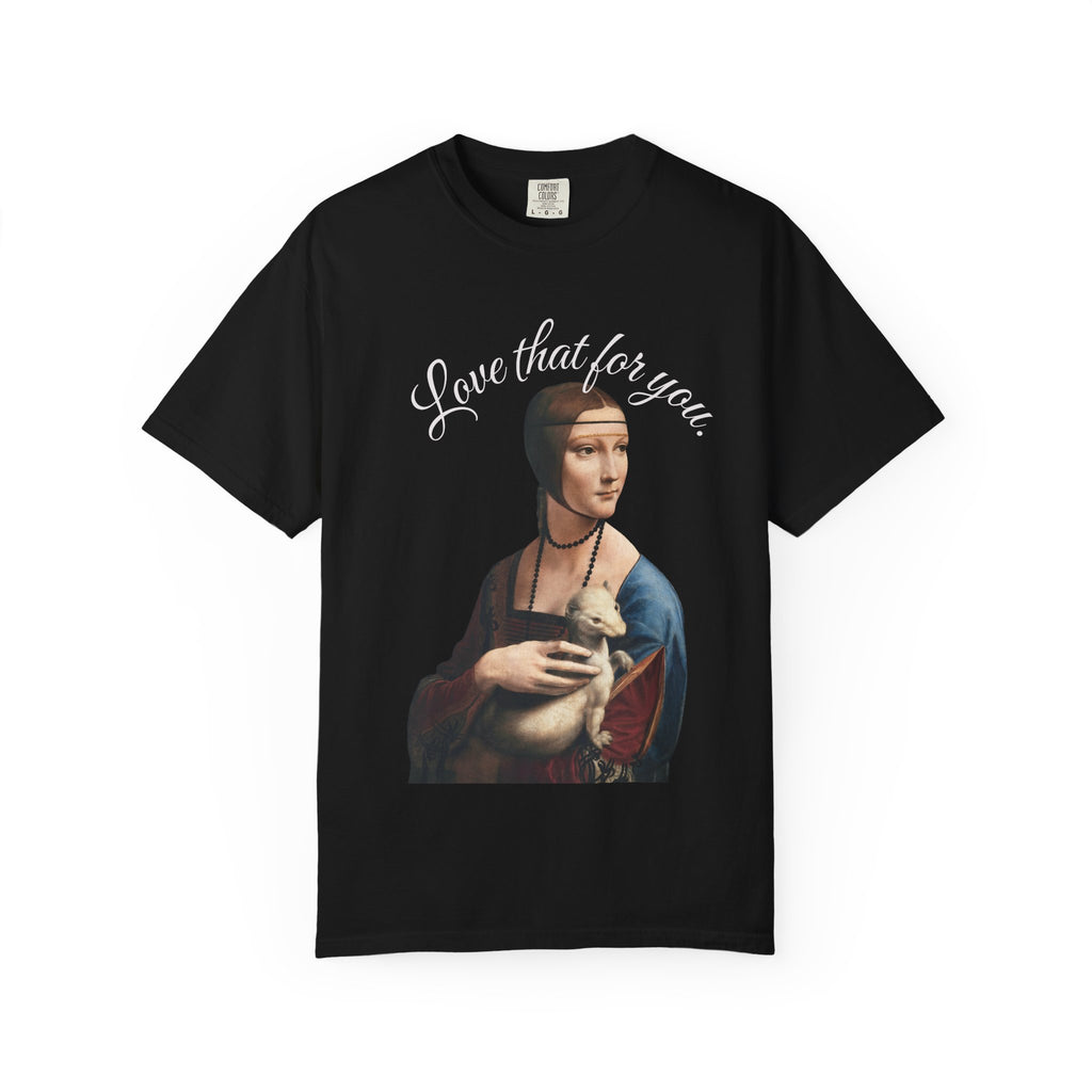 Lady with Ermine Unisex Garment-Dyed T-shirt