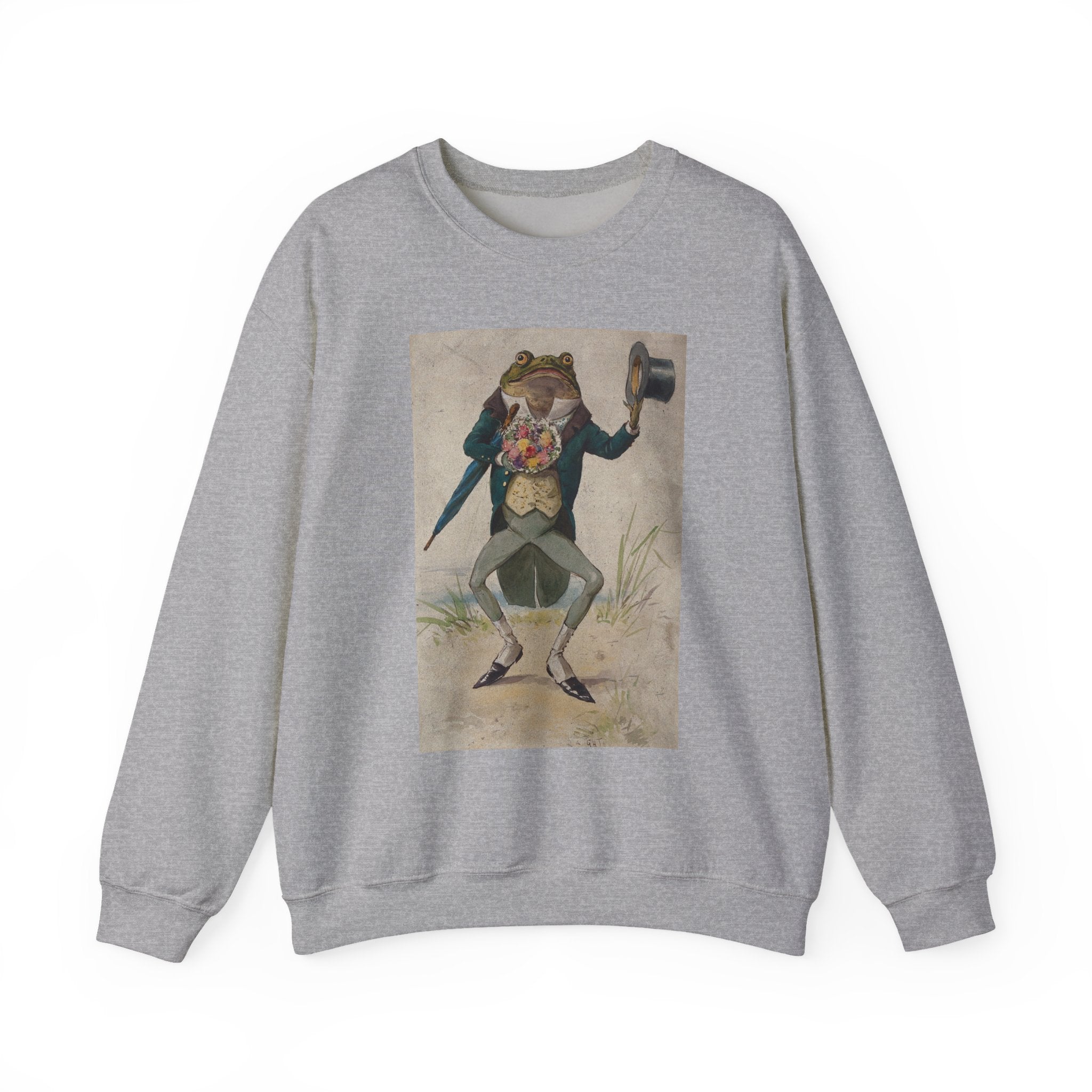 Vintage Dapper Frog Sweatshirt – Anthropomorphic Toad in Tux Graphic Crewneck