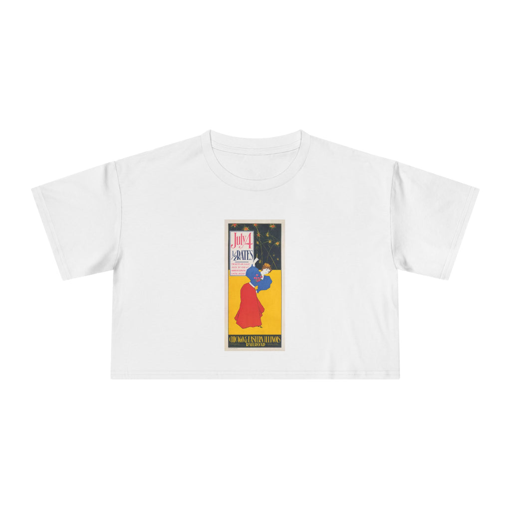 Crop Tee — 4th Of July Retro Railroad Poster Graphic