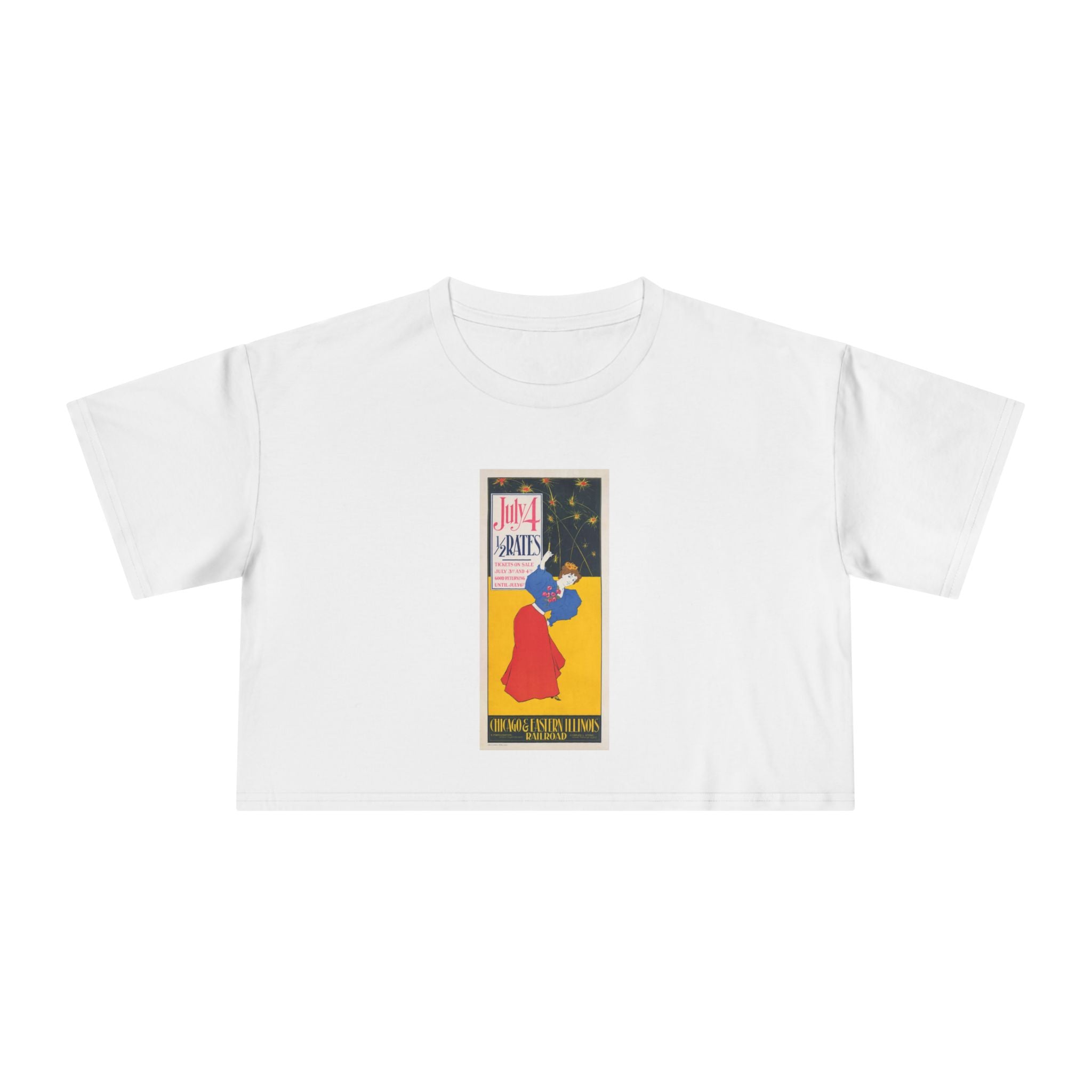 Crop Tee — 4th Of July Retro Railroad Poster Graphic