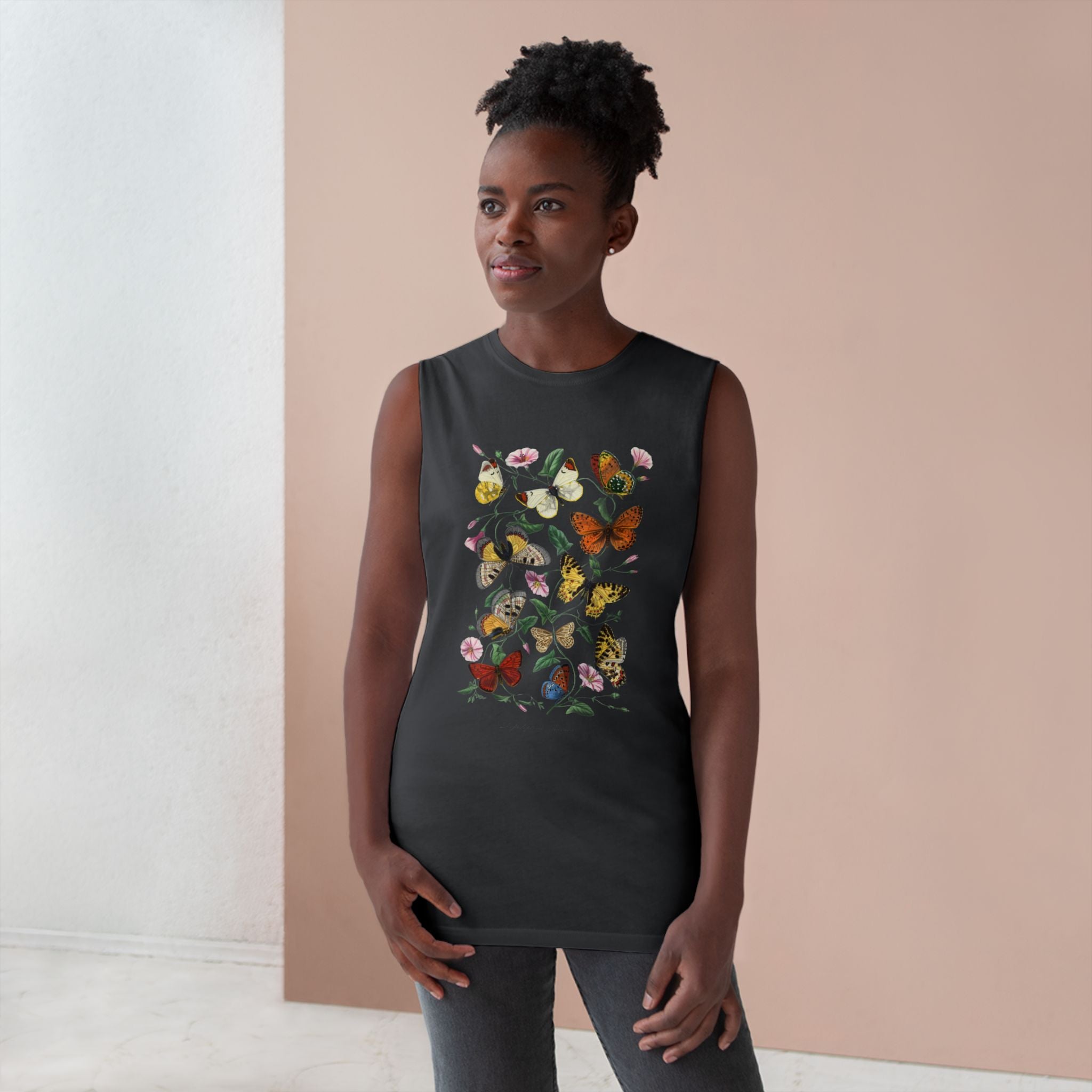 Butterfly and Moth Unisex Arm Cutout Tank: 1842 Le Jardin Des Plantes by Paul Gervais, Trendy, Artsy Gift