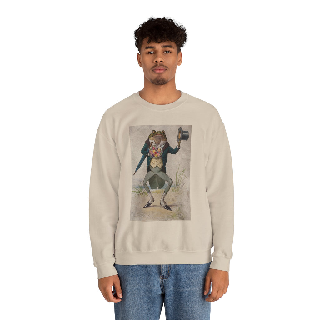 Vintage Dapper Frog Sweatshirt – Anthropomorphic Toad in Tux Graphic Crewneck