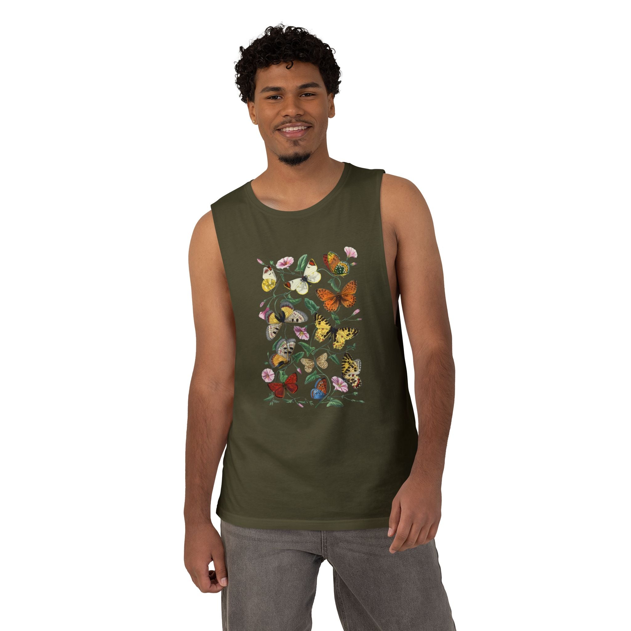 Butterfly and Moth Unisex Arm Cutout Tank: 1842 Le Jardin Des Plantes by Paul Gervais, Trendy, Artsy Gift