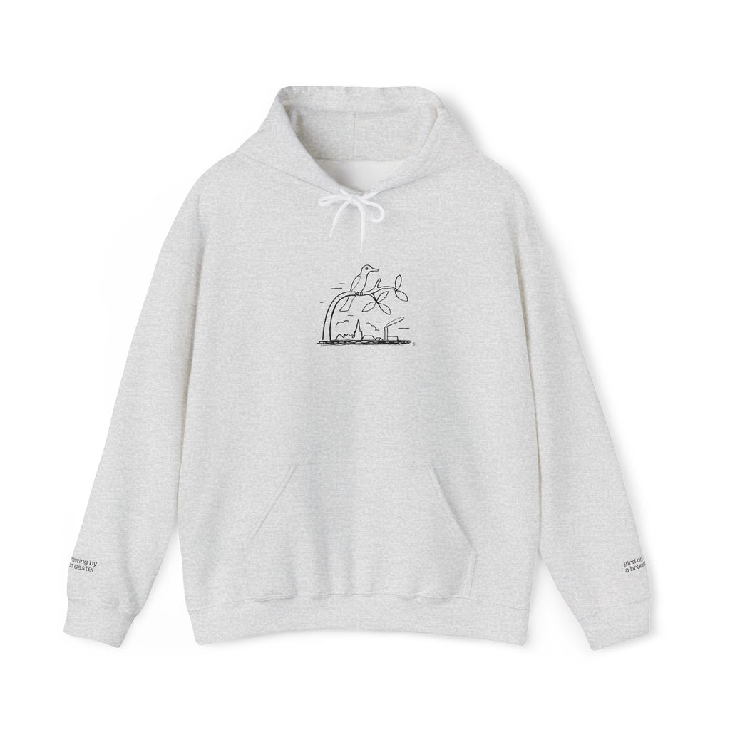 Bird on a Branch Embroidered Heavyweight Hoodie -- Great gift for art lovers or bird lovers