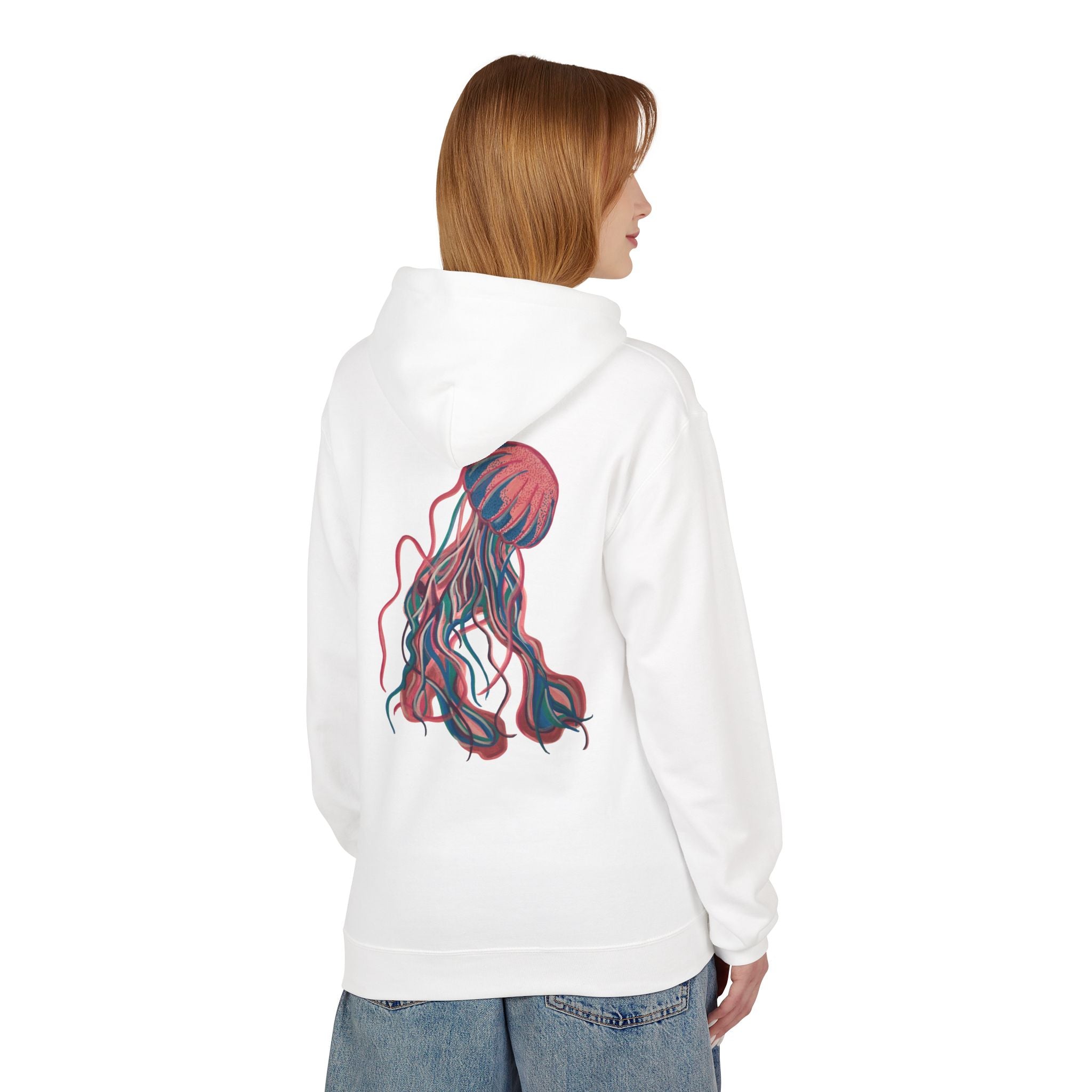 Ocean-Inspired Jellyfish Hoodie for Nature Lovers, Perfect for Casual Wear, Gifts, Beach Trips, and Eco-Conscious Fashion
