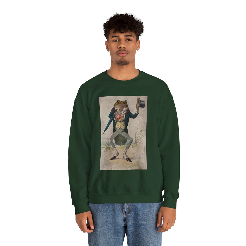 Vintage Dapper Frog Sweatshirt – Anthropomorphic Toad in Tux Graphic Crewneck