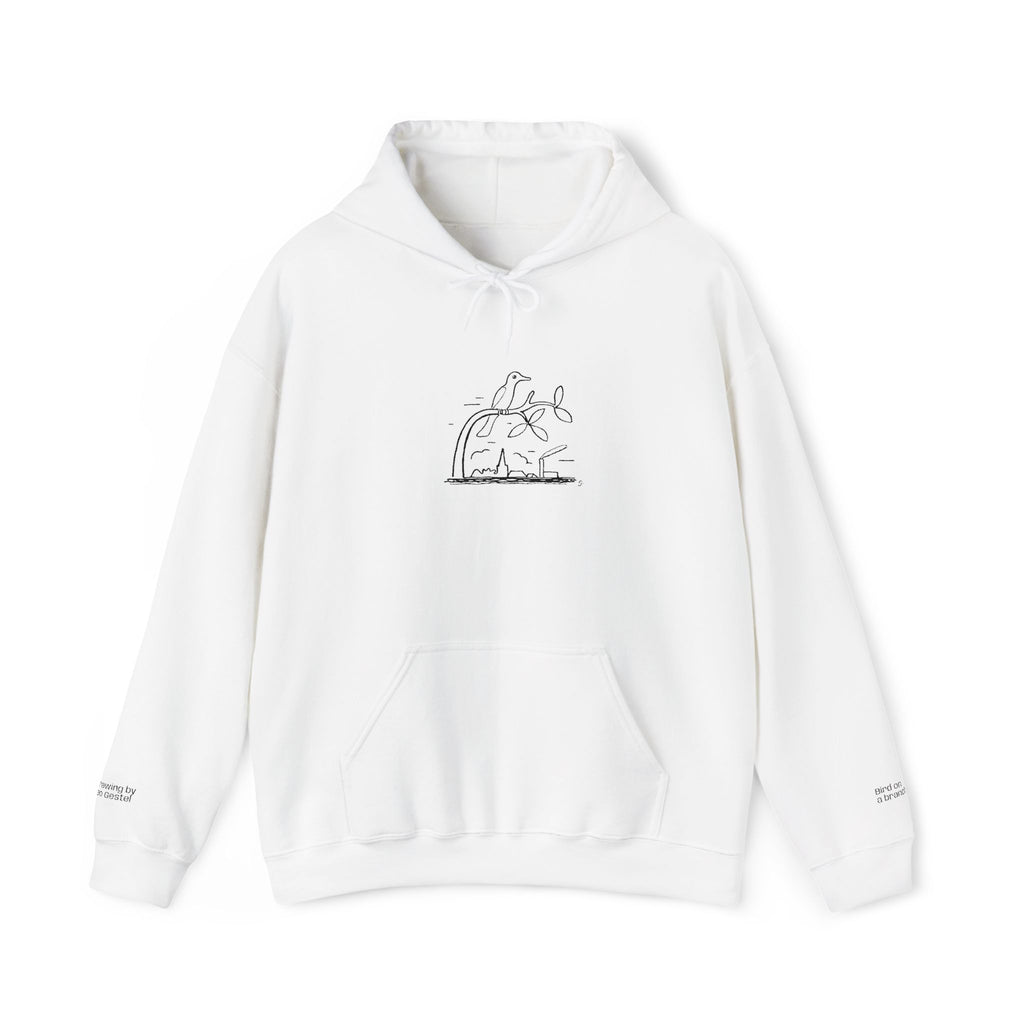 Bird on a Branch Embroidered Heavyweight Hoodie -- Great gift for art lovers or bird lovers