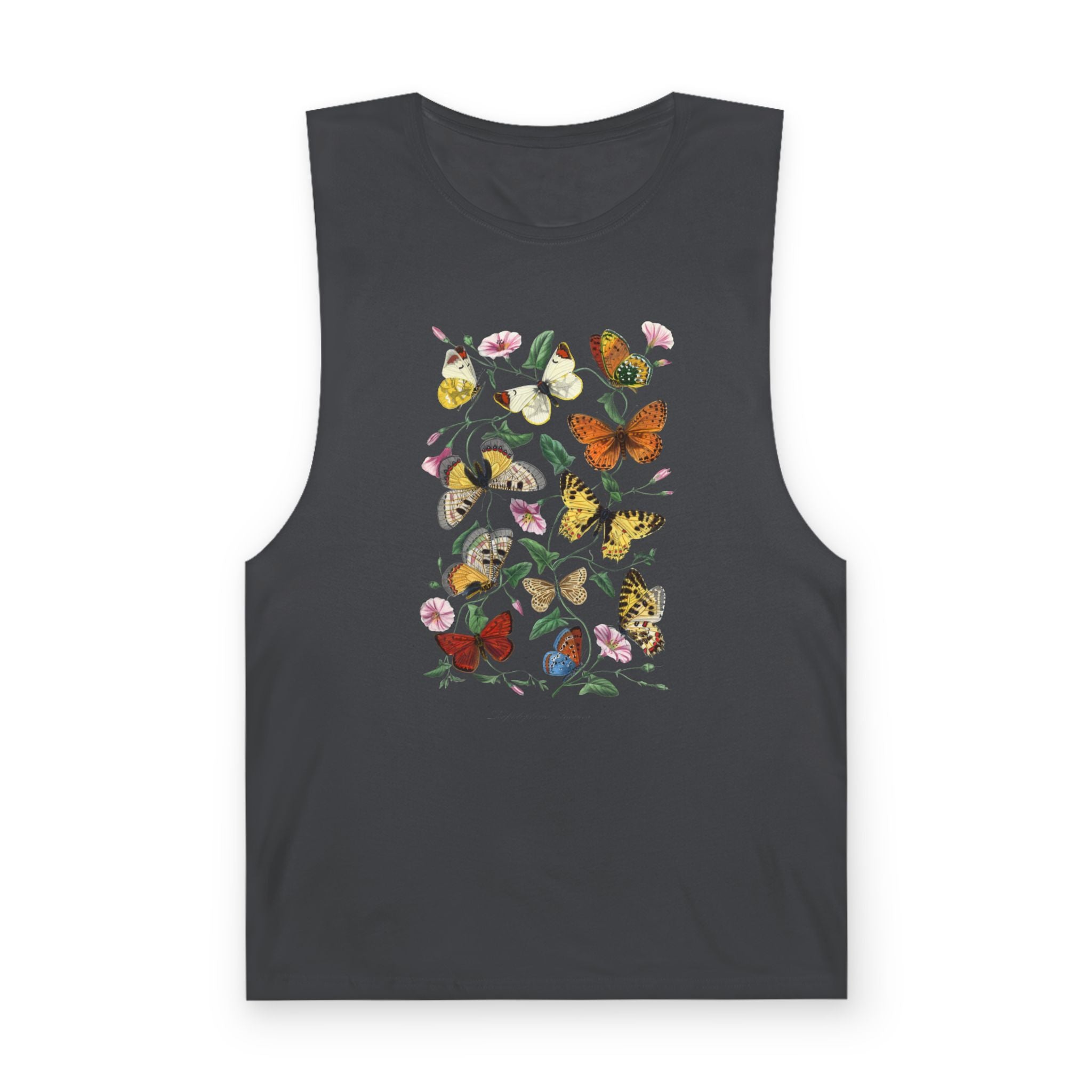 Butterfly and Moth Unisex Arm Cutout Tank: 1842 Le Jardin Des Plantes by Paul Gervais, Trendy, Artsy Gift